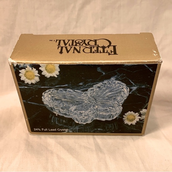 VINTAGE Eternal Crystal Clear Butterfly Shaped Trinket 4 3/8" original box NOS - Picture 5 of 13